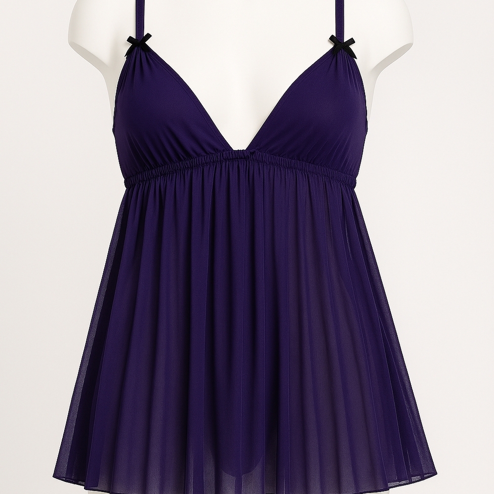 Dreamgirl Lingerie Babydoll Purple Size 1X 2X Sheer Adjustable Straps Sexy Cute